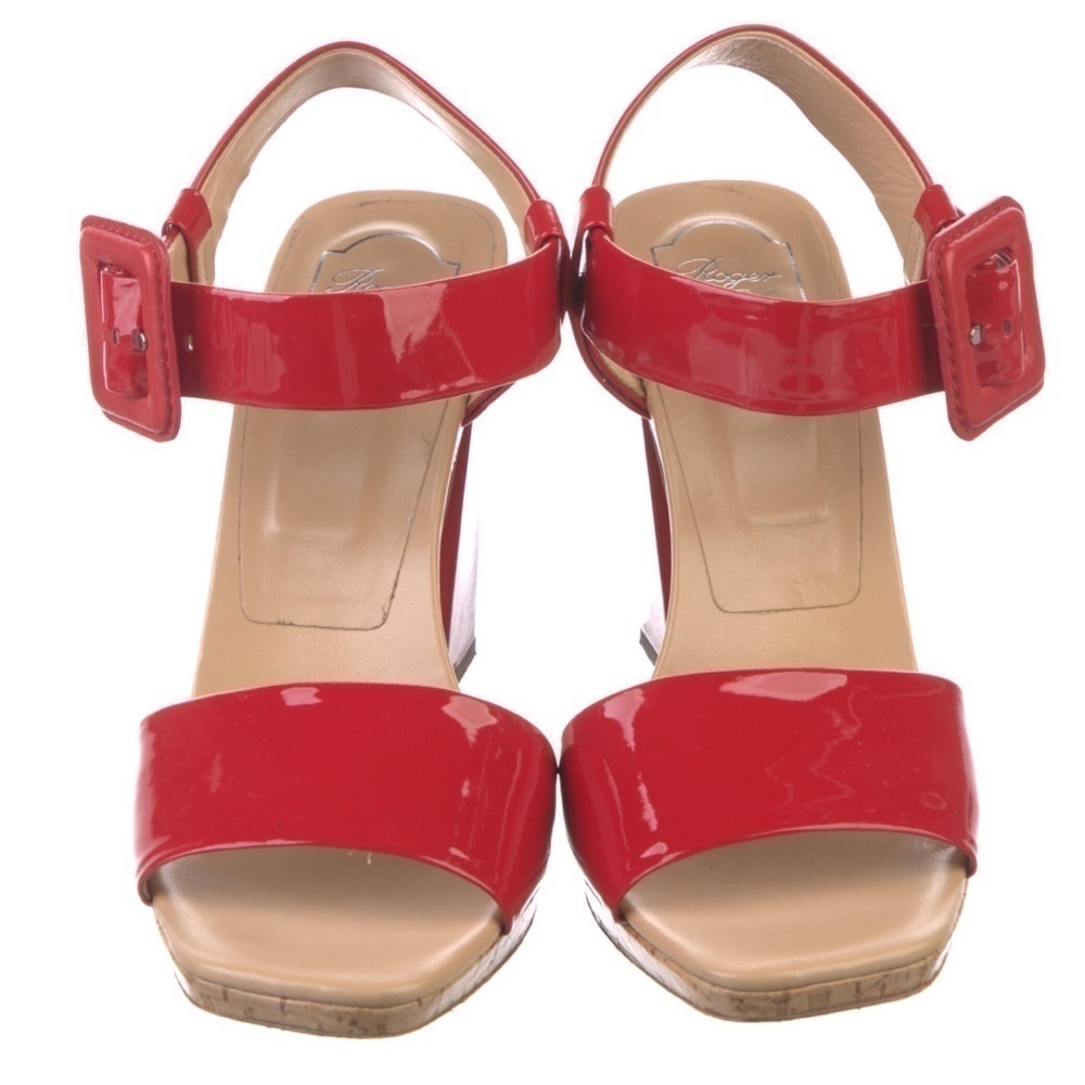 Roger Vivier Red Patent Leather Sandals - Picture 2 of 6
